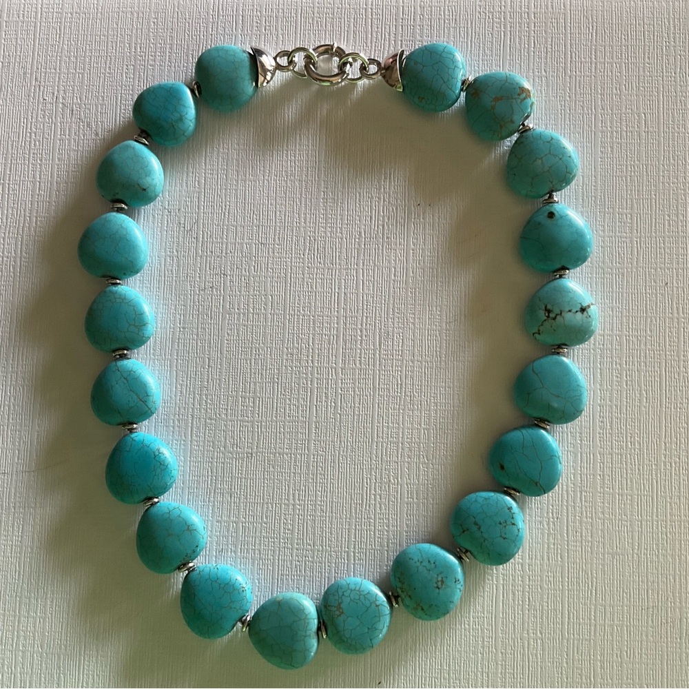 JOLA Sterling Silver Wagnerite  Beaded Necklace